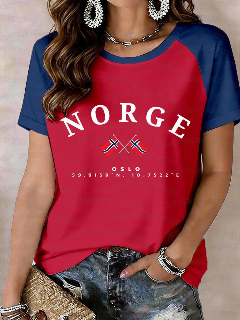 Summer Women's Men's NORGE Norway Print Round Neck Short Sleeve T-Shirt Graphic Tee Soccer Jersey Plus Size Sport T-Shirt Tops