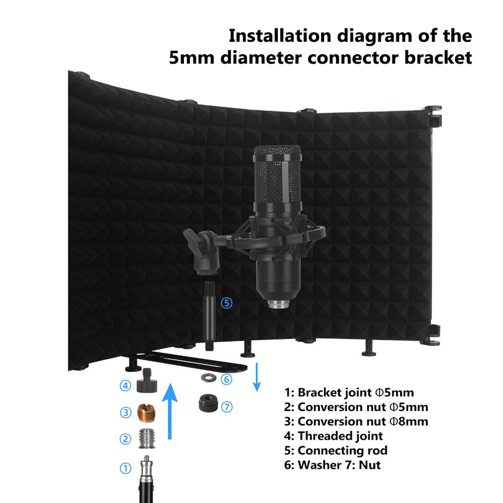 Складная регулируемая звукопоглощающая панель для записи вокала, портативный микрофон с акустической изоляцией