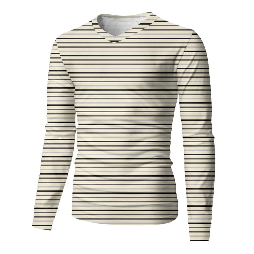 Мужская футболка с V-образным вырезом, повседневная, модная, с принтом, с длинным рукавом