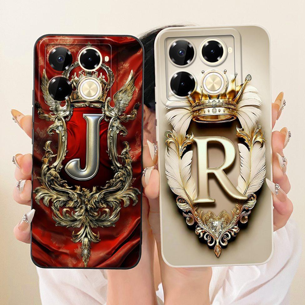 Для Infinix Note 40 Pro 4G X6850 5G X6851 Чехол Для Infinix Note 40 Pro 5G Обложка Роскошный 2D Расписной Силиконовый Чехол с Буквами от A до Z