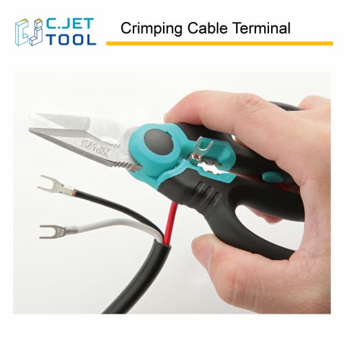C.Jet Tool Electrician's Stainless Steel Electrician Scissors for Metal, Electrical Cable, Wire Stripping, and Cutting - Multi-Purpose with Stainless
