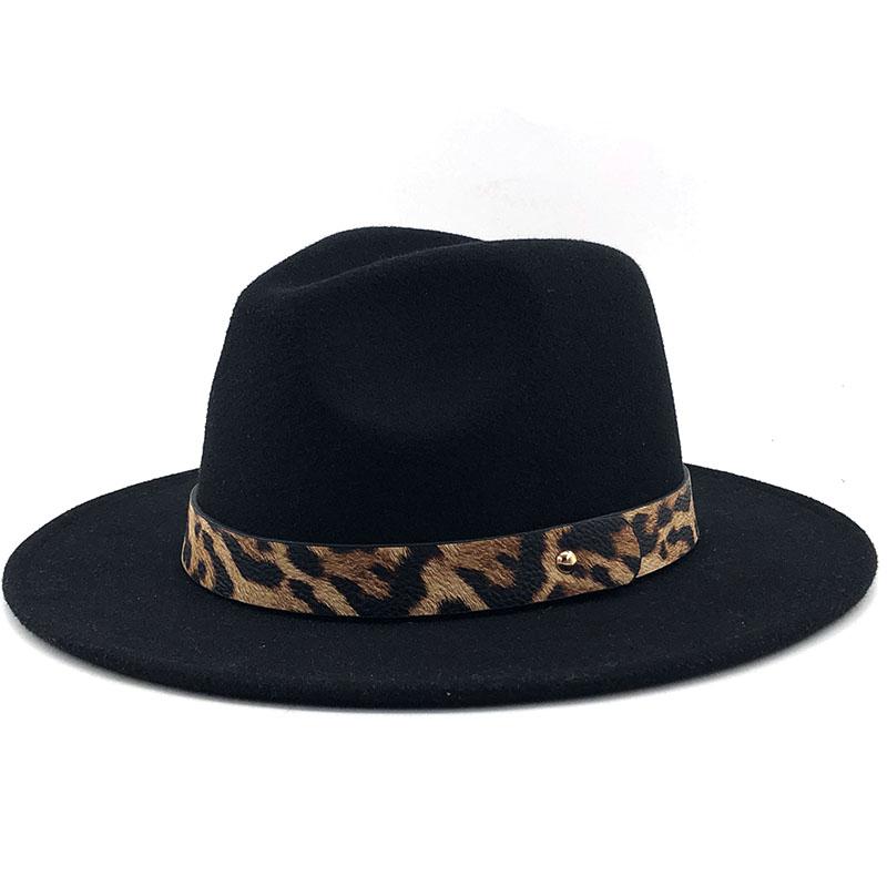 Женские и мужские шерстяные шляпы-федоры в стиле джаз, повседневные мужские и женские кожаные леопардовые пояса, фетровая шляпа, белая, розовая, желтая, панамская кепка-трилби, официальная кепка для вечеринок