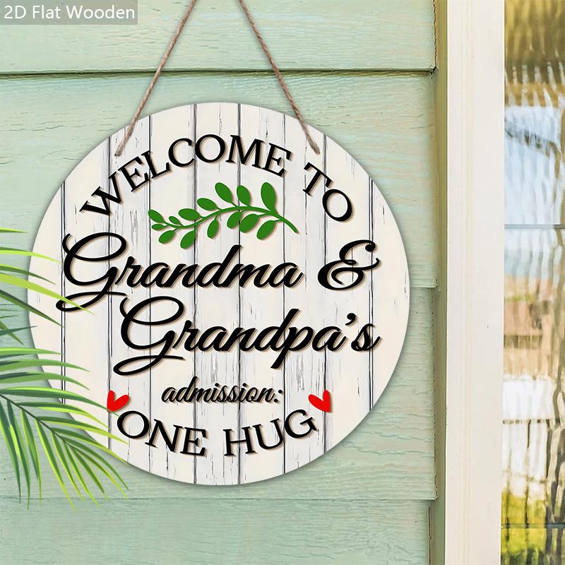 Rustic Warm Decorative Hanging Wooden Sign - Charming Round Sign for Front Door, Wall Hanging Decor