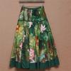 Spring Summer Fashion Women's Cotton Linen High Waist Slim Half Length Temperament Check Print Swing Skirt Plus Size
