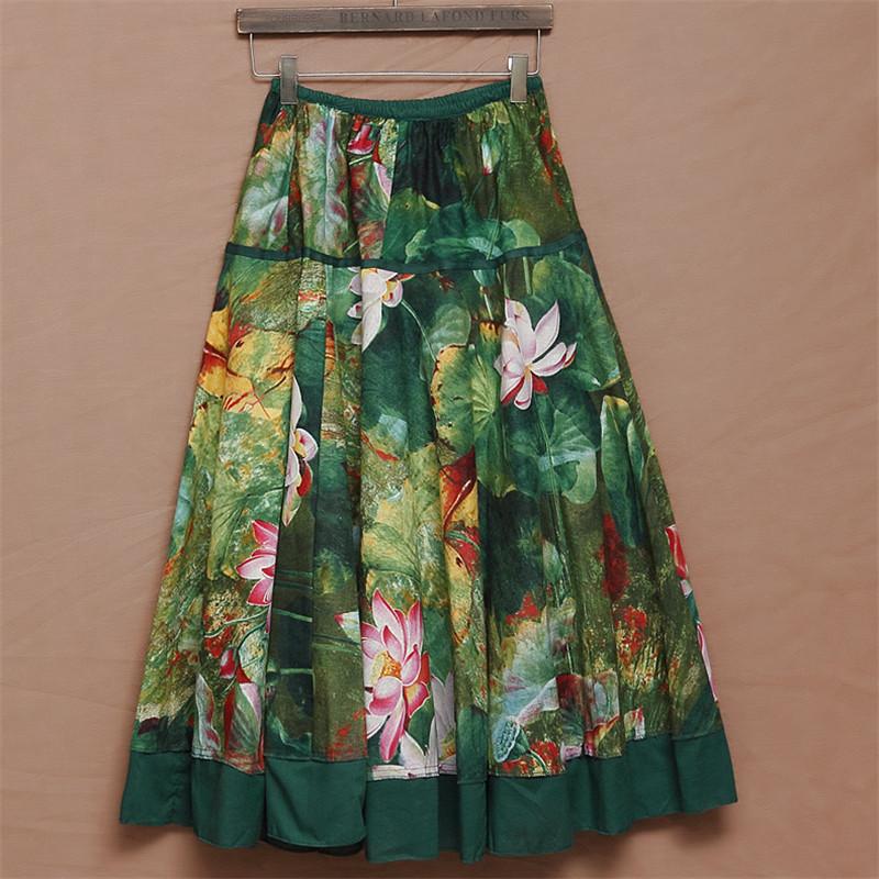 Spring Summer Fashion Women's Cotton Linen High Waist Slim Half Length Temperament Check Print Swing Skirt Plus Size