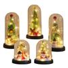 Christmas Decoration Small Imitation Glass Cover Mini with Light Emitting Snow Falling Small Christmas Tree Desktop Ornament
