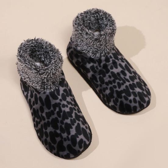 1 Pair Women Leopard Floor Socks Autumn Winter Non-slip Men Women Soft Fluffy Thick