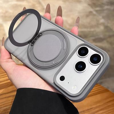 Полупрозрачный матовый чехол с поддержкой беспроводной зарядки Magsafe для iPhone 17 Air 16 15 14 13 12 11 Pro Max Plus, бронированный чехол с подставкой-держателем 360