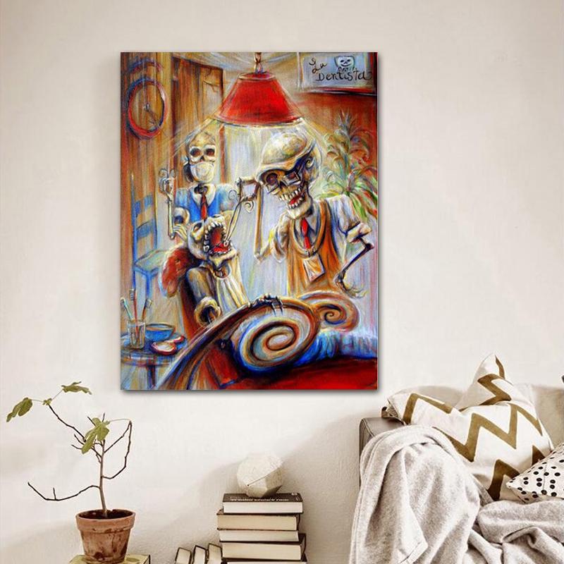 5d Алмазная картина Череп Стоматологи Круглая дрель Алмазная мозаика Картина Вышивка Наклейка Хэллоуин