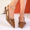 2025 остроносые сексуальные туфли на среднем каблуке для вечеринок женские сандалии дизайнерские летние брендовые туфли-лодочки повседневные туфли с открытой пяткой туфли-лодочки
