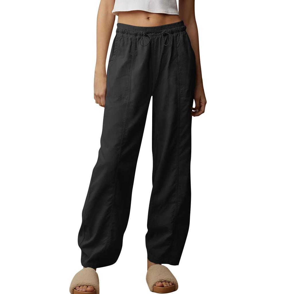 Женские повседневные брюки Брюки-карго с эластичной резинкой на талии Широкие брюки на шнуровке Мешковатые брюки