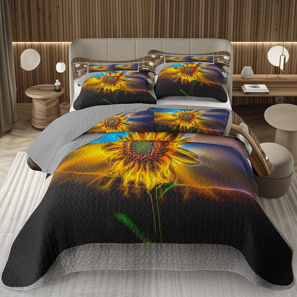 Подсолнух Покрывало Твин Квин Пасторальный Желтые Цветы Покрывало Сад Цветочный Ботанический Стеганый Постельный Набор Для Комнаты Мальчиков Девочек