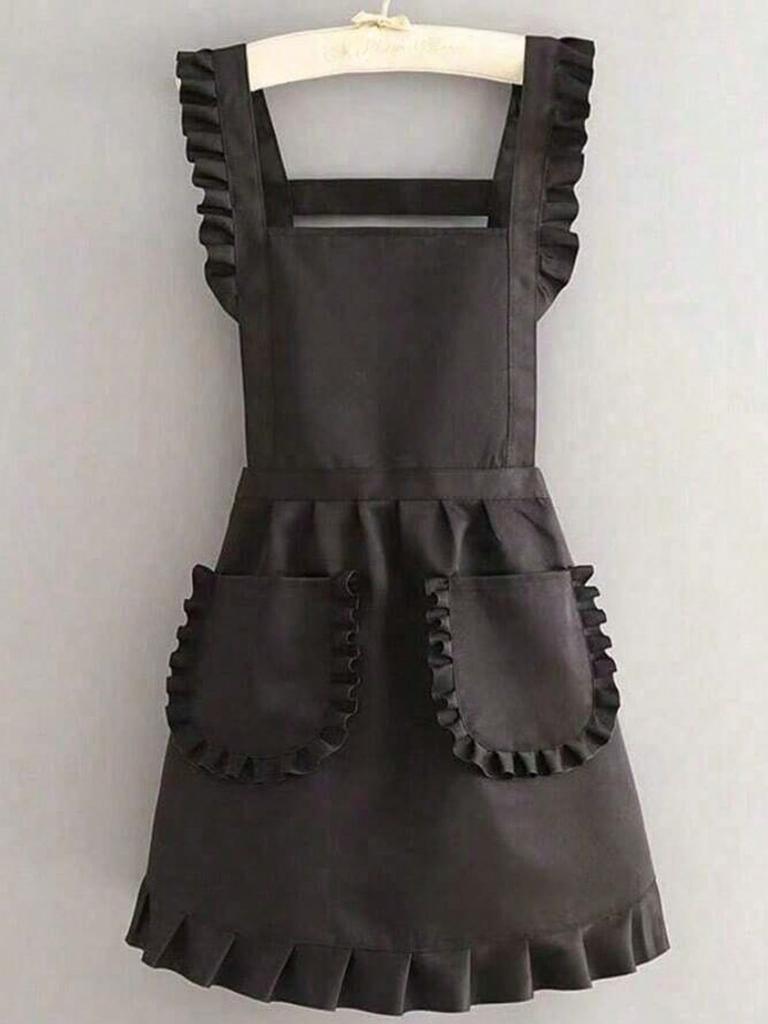 Stylish Korean Fashion Apron Princess Apron, Canvas Waterproof Dining Apron with Pockets, Polyester Apron for Women, Simple S