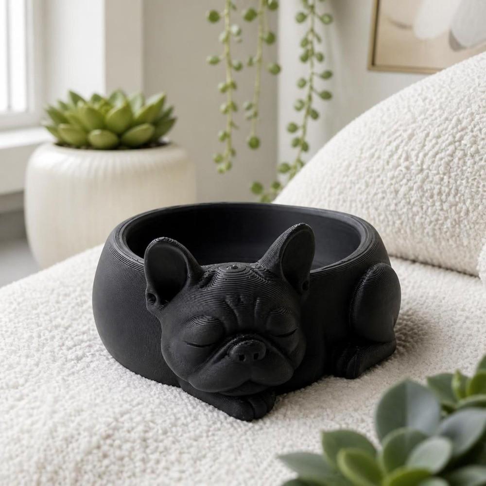Ornaments Dog Shaped Flowerpot Funny Bulldog Plant Pot Cute Puppy Figurine  Desktop