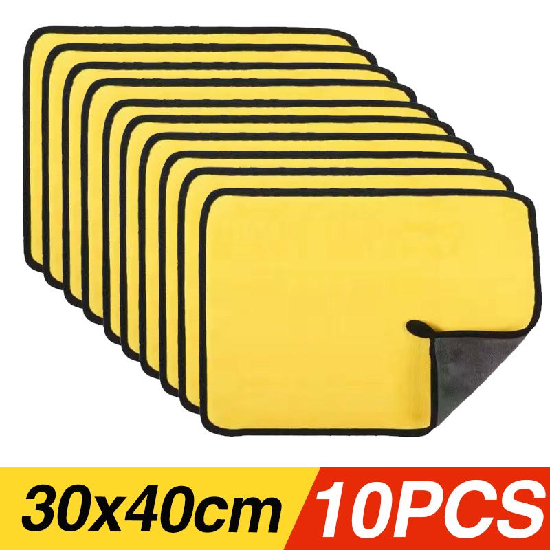 Полотенца для мытья автомобиля, ткань для чистки, впитывающая сухая ткань, универсальное полотенце из микрофибры, утолщенное желтое, 30/40/60 см