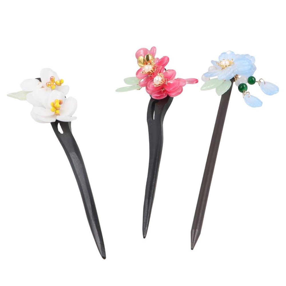 Винтажная деревянная палочка для волос Элегантный головной убор ханьфу в национальном стиле Заколка для волос с цветком для девочки