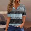 Жен. Футболка Футболка С принтом Пуговицы С короткими рукавами Повседневные Выходные Мода Классический V-образный вырез Обычный Верх