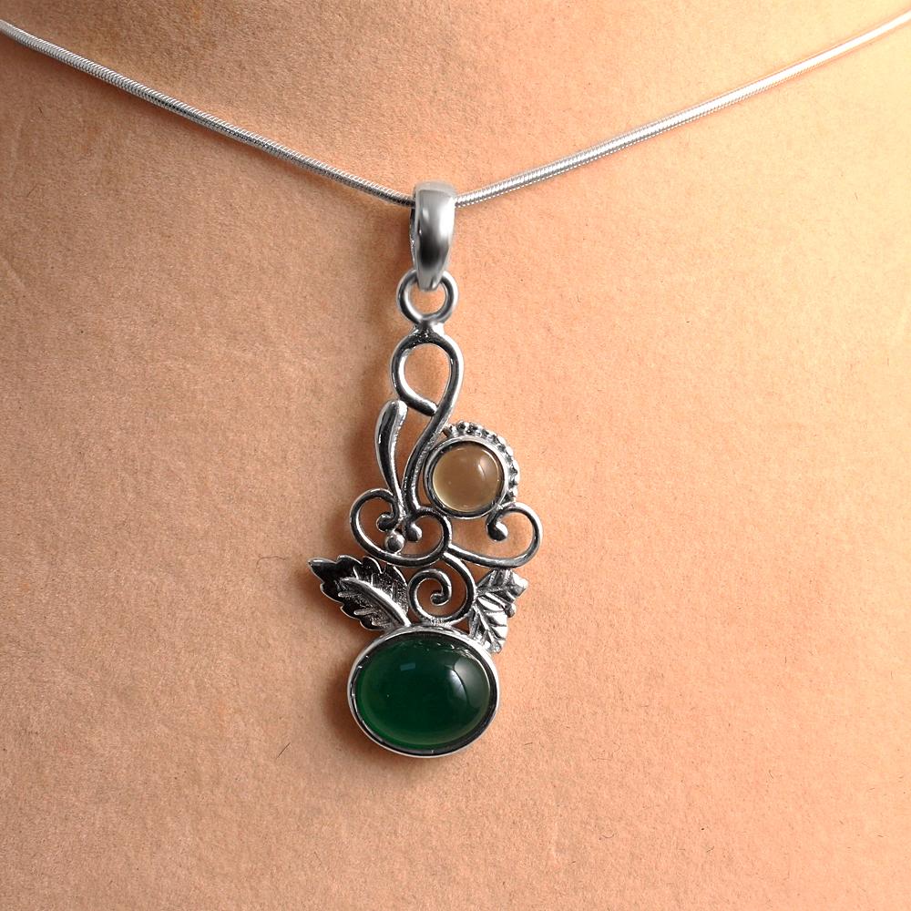 Зеленый оникс пренит ожерелье серьги набор твердых стерлингового серебра 925 пробы женские ювелирные изделия