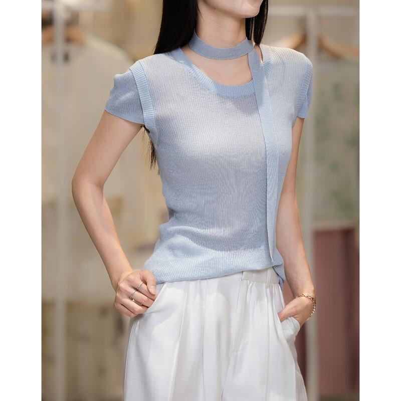 Demana Summer Smooth Linen Blend Knit Top with Tie-Straps