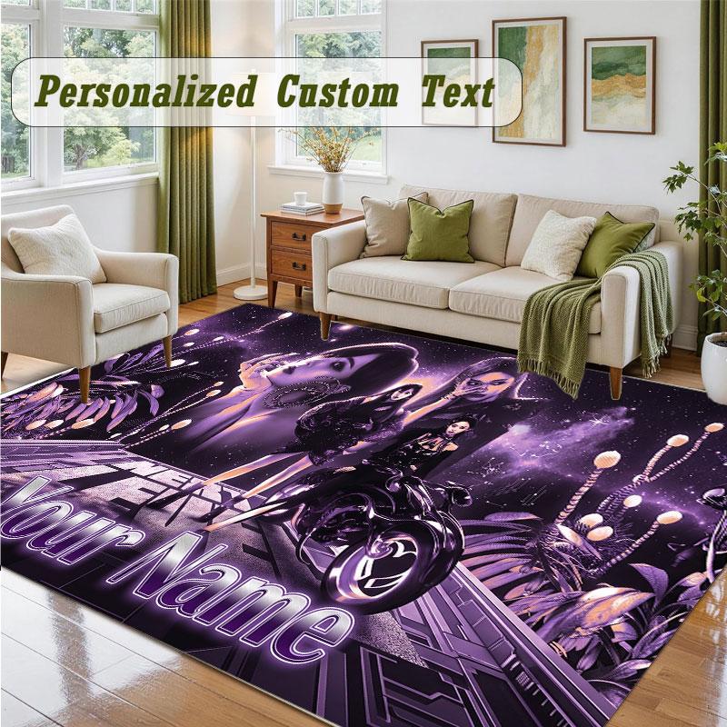 Crystal Velvet Square Rug Custom Nameaespa Pattern Non Slip Home Floor Decor Rug