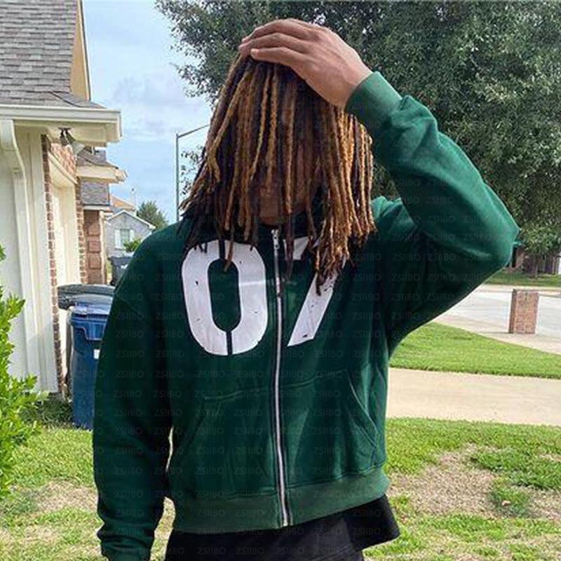 Европейский и американский модный кардиган с капюшоном: Свитшот в уличном хип-хоп стиле с цифровым принтом 07