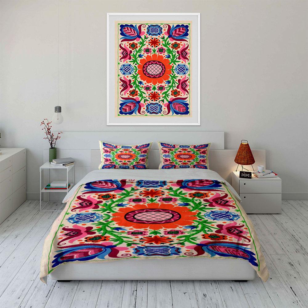 Floral mandala with leaves. Bedding sets Duvet cover sets Duvet covers Pillowcases(1 * Duvet Cover 2 * Pillowcases without duvet insert)