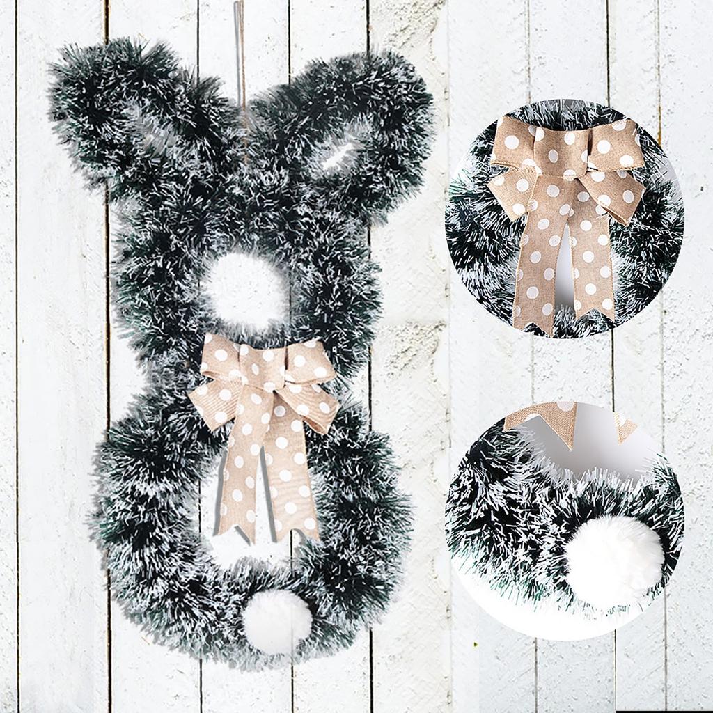Easter Bunny-Themed Wreath Hanging Ornament. Cartoon Tail Faux Door Decoration