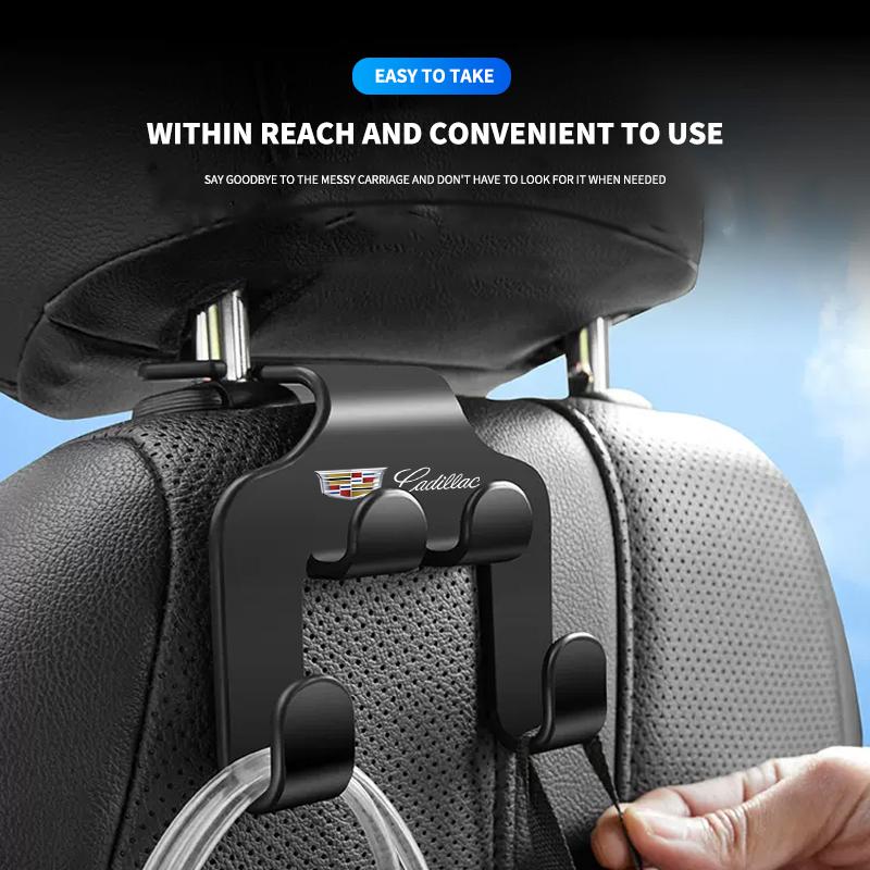 1/2Pcs Multifunction Car Logo Seat Headrest Hook For Cadillac Emblem ESCALADE ATS BLS CT4 CT6 SRX STS XT4 XT5 SLR XT6 XTS