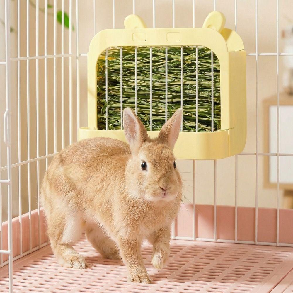 Large Capacity Hay Feeder Wall Hanging Grass Rack Practical Food Bowl Holder Indoor Rabbit Cage