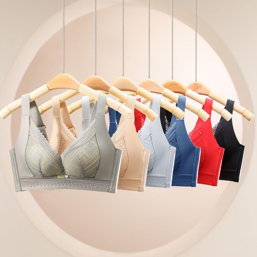 Легкий Дышащий Бесшовный Кружевной Бюстгальтер, Который Делает Большую Грудь Визуально Меньше Без Косточек и С Поддержкой Боковой Груди