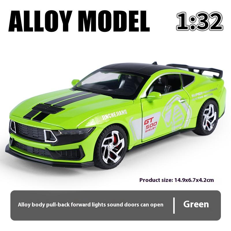 1/32 Mustang GT500 Металлическая литая модель автомобиля Сила возврата Вперед Звук и свет Детская игрушечная машинка Подарок для мальчика