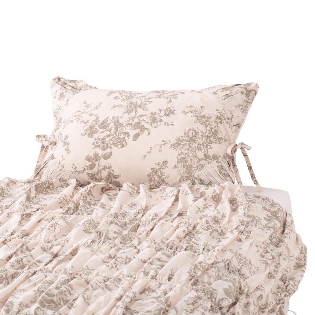 Наволочка с оборками Francfranc, 70x50см, Бежевый