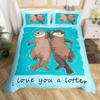 Cute Cartoon Animal Print Comforter Cover Sets Sea Otter Duvet Cover Set Ocean Creature Otter Toddler Soft Polyester Bedding Set