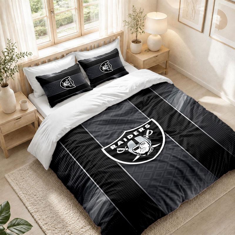 Bedding Set 1 Duvet Cover 2 Pillowcases Las Vegas Raiders Print Bedroom Home Decoration