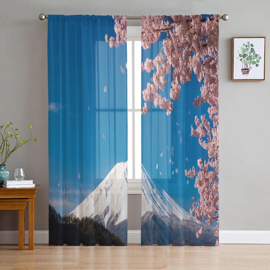 Розовые цветы вишни белые прозрачные шторы для гостиной тюль занавеска для спальни кухонное окно