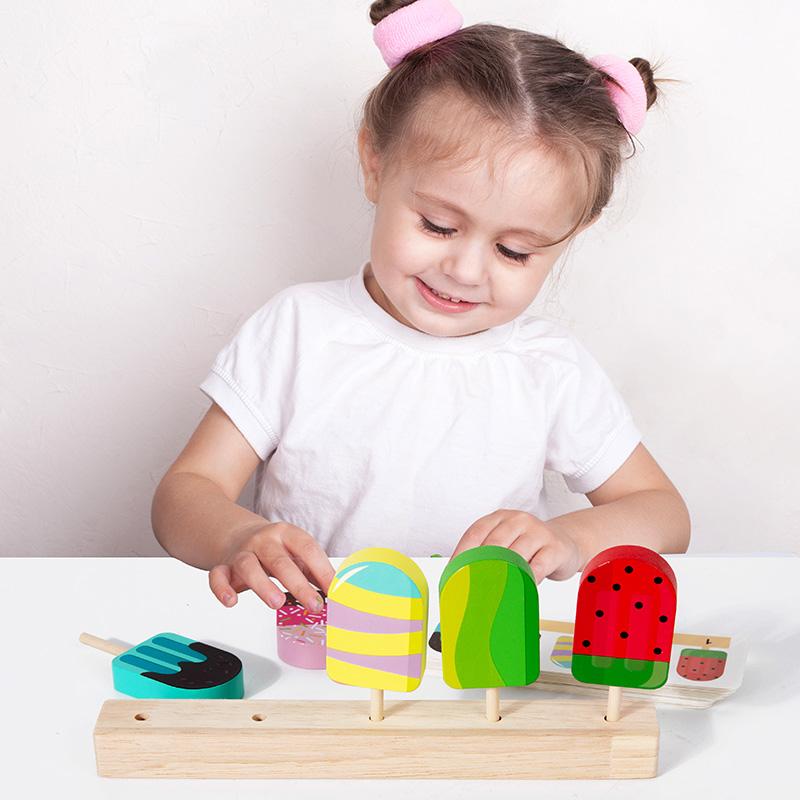 Wooden Ice Cream Toys Pretend Play Food Ice Lolly Kitchen Playset Shop Games Montessori Role Play Educational Toys For Kids 3+