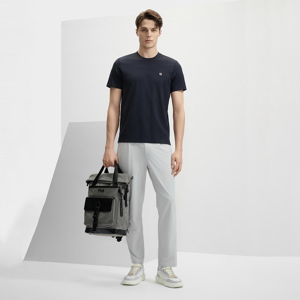 Fila Modern Heritage Simple Versatile Commuter Basic Short Sleeve T-Shirt Men Tops Legendary-Blue F11M431101FNV