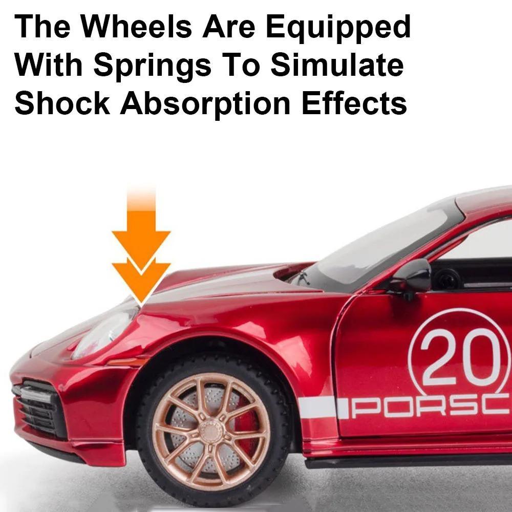 1/24 911 Turbo S Игрушечная модель легкосплавного автомобиля со звуком и светом, функция инерционного движения, имитация модели транспортного средства, коллекция, подарок для друга