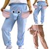 Cartoon Elephant Pattern Pajama Pants Wide Leg Design Women Men Lounge Pants Elastic Waistband Mid-Rise Pajama Bottoms