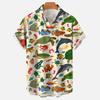 Fashionable Summer Turtle Print Shirts Hawaiian Button Shirts Men's Summer Beach Short Sleeved Shirts Casual Men's Lapel Shirts