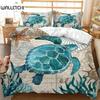 Sea Turtle Duvet Cover Mediterranean Style Octopus Seahorse Ocean Animal Print Bedding Set Marine Themed Design With Pillowcases