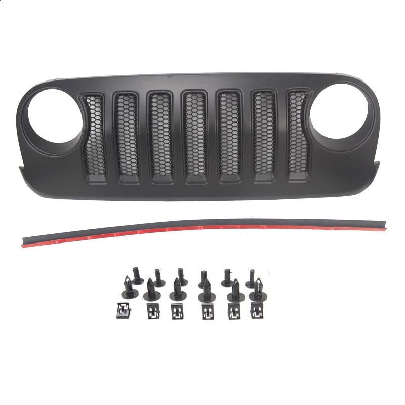 Матовая черная решетка радиатора с сеткой для Jeep Wrangler JK JKU 2007 2008 2009 2010 2011 2012 2013 2014 2015 2016 2017 2018