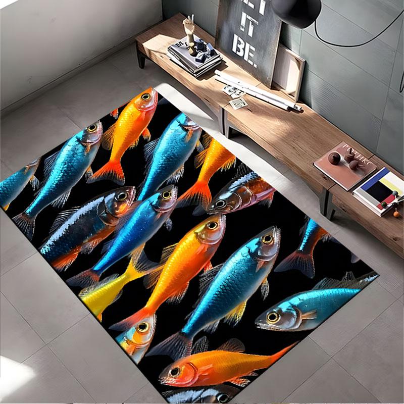 Colorful Fish Pattern Carpet suitable as a non-slip mat for the living room or bedroom sofa