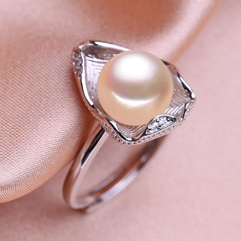 seniko Кольца с натуральным пресноводным жемчугом для женщин, модное женское кольцо с кубическим цирконием и CZ, ювелирные изделия с жемчугом, регулируемое кольцо