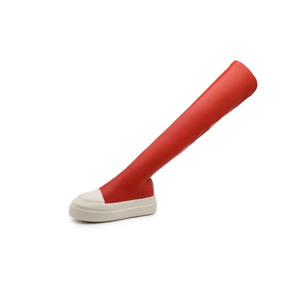 Сапоги выше колена на платформе, женские высокие сапоги, кроссовки, модные осенне-зимние современные сапоги для женщин, без застежек, Botas De Mujer