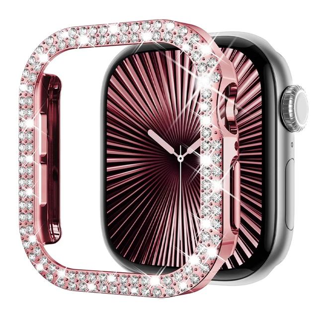 Алмазный Чехол Для Apple watch 9 8 7 41мм 45мм 44мм 40мм 46мм Аксессуары Блестящий Бампер Защитная Крышка iWatch серия 3 4 5 6 se 10