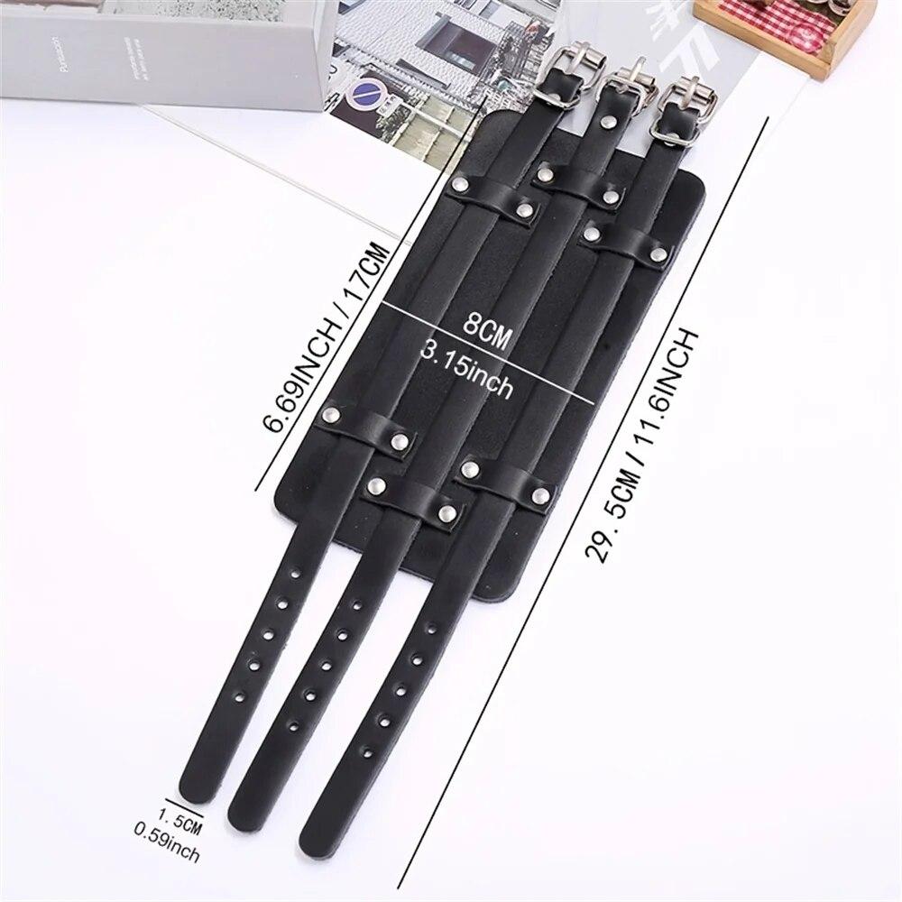 Кожаный браслет для мужчин Guard Wristband Cuff Goth Armbands Concealed Buckle Adjustable Gothic Punk Bracelets Men Jewelry