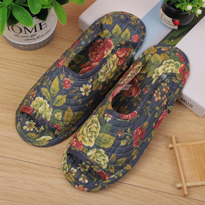 Модные женские домашние тапочки, весенне-осенние мягкие хлопковые тапочки, женские ретро-тапочки для дома и спальни с цветочным принтом, смешанный заказ