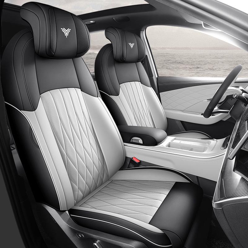 Nezha L Universal Full Leather Car Seat Cushion - Perforated, Full Surround, All-Season Cover.