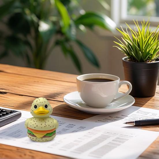 Hamburger Duck Figurine Resin Burger Duck Statue Novelty Desktop Duck Sculpture for Home Office Shelf Table Decoration